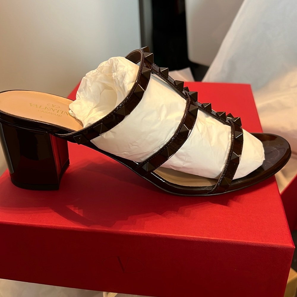 Valentino Patent Leather Rockstud Sandals